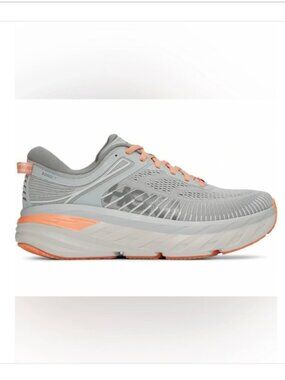 Hoka Bondi 7 Women's Running Shoes Gray Peach Size 8.5 Cushioned